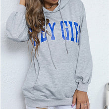 Laden Sie das Bild in den Galerie-Viewer, Lässiger Buchstabe-Pullover für Damen mit Kapuze