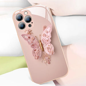 3D-Schmetterlingsmuster Glas Handyhülle für iPhone