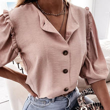 Laden Sie das Bild in den Galerie-Viewer, Geknöpftes Rüschenbluse