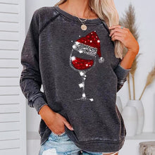Laden Sie das Bild in den Galerie-Viewer, Weihnachts-Sweatshirt mit Weinglas-Print