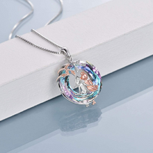 Laden Sie das Bild in den Galerie-Viewer, Lebensbaum Schwestern auf der Schaukel Kristallanhänger Halskette