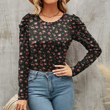 Laden Sie das Bild in den Galerie-Viewer, Bedrucktes Rundhals-T-Shirt mit schmaler Taille