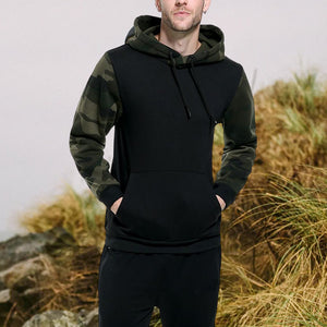 Lässiger Kapuzenpullover mit Camouflage-Farbblock