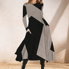 Laden Sie das Bild in den Galerie-Viewer, Langärmliges Kontrastkleid mit Taschen