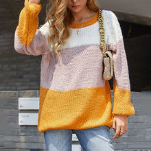 Laden Sie das Bild in den Galerie-Viewer, Gestreifter Panel-Kontrast-Strickpullover