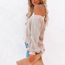 Laden Sie das Bild in den Galerie-Viewer, Sexy Schulterfreier Pullover mit Offenem Rücken