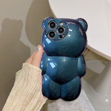 Laden Sie das Bild in den Galerie-Viewer, iPhone niedliche 3D-Glitzer-Schutzhülle mit Bärenmuster