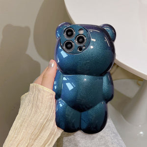 iPhone niedliche 3D-Glitzer-Schutzhülle mit Bärenmuster