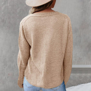 Damen Einfarbige Strickjacke mit Knöpfen