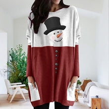 Laden Sie das Bild in den Galerie-Viewer, Weihnachten Langärmliges Kleid mit Schneemann