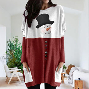 Weihnachten Langärmliges Kleid mit Schneemann