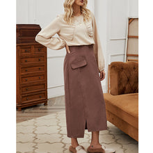 Laden Sie das Bild in den Galerie-Viewer, Schlankes, einfarbiges Hüftkleid mit hoher Taille