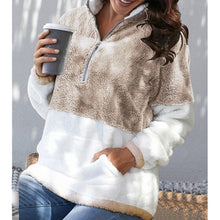 Laden Sie das Bild in den Galerie-Viewer, Kontrast-Plüschmantel mit Reißverschluss