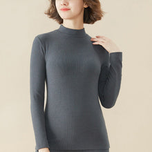 Laden Sie das Bild in den Galerie-Viewer, Einfarbiges Schmal geschnittenes T-Shirt mit halbem Rollkragen