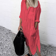 Laden Sie das Bild in den Galerie-Viewer, Lässiges Einfarbiges Kleid mit Taschen