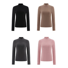 Laden Sie das Bild in den Galerie-Viewer, Einfarbiges Schmal geschnittenes T-Shirt mit halbem Rollkragen