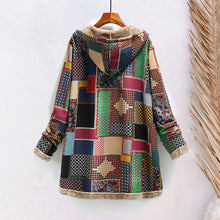 Laden Sie das Bild in den Galerie-Viewer, Kapuzen-Sweatshirt-Mantel aus Baumwolle und Fleece