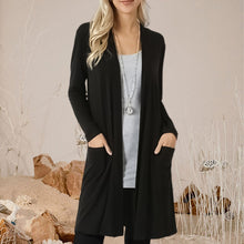 Laden Sie das Bild in den Galerie-Viewer, Einfache Einfarbige Lange Strickjacke