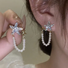 Laden Sie das Bild in den Galerie-Viewer, Diamant Seestern Perlen Ohrringe