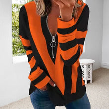 Laden Sie das Bild in den Galerie-Viewer, V-Förmiger-Kragen Langarm-T-Shirt mit Reißverschluss