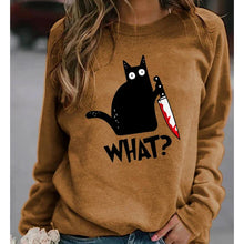 Laden Sie das Bild in den Galerie-Viewer, Lustiges T-Shirt mit schwarzem Katzendruck