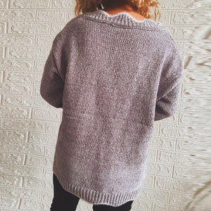 Langärmeliger Lässiger Pullover mit V-Ausschnitt