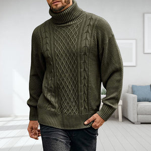 Einfarbiger Langärmliger Gestrickter Rollkragenpullover für Herren
