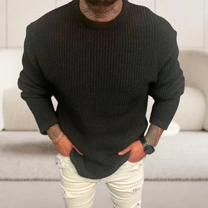 Einfarbiger Pullover mit Rundhalsausschnitt