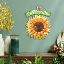 Laden Sie das Bild in den Galerie-Viewer, Vintage Metall Sonnenblume Willkommensschild Dekoration