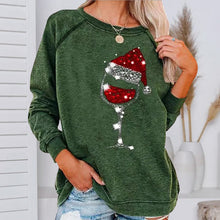 Laden Sie das Bild in den Galerie-Viewer, Weihnachts-Sweatshirt mit Weinglas-Print