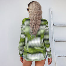 Laden Sie das Bild in den Galerie-Viewer, Strickjacke Gestreiftes Langarm-Hemd mit Revers