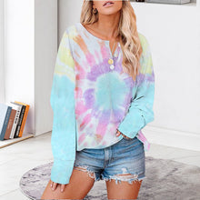 Laden Sie das Bild in den Galerie-Viewer, Langärmliges Bedrucktes T-Shirt mit Knöpfen