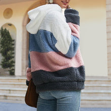 Laden Sie das Bild in den Galerie-Viewer, Kontrastfarbenes Kapuzen-Sweatshirt mit Kordelzug