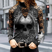 Laden Sie das Bild in den Galerie-Viewer, Bedrucktes T-Shirt mit Totenkopfmuster