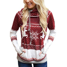 Laden Sie das Bild in den Galerie-Viewer, Lässiger Langärmeliger Kapuzenpullover mit Weihnachtsdruck für Damen