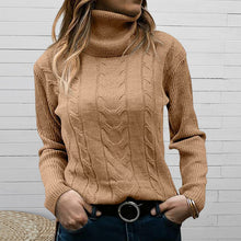 Laden Sie das Bild in den Galerie-Viewer, Einfarbiger Strickpullover mit Revers für Damen