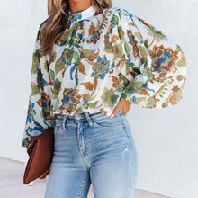 Laden Sie das Bild in den Galerie-Viewer, Hemd mit Ballonärmeln und Stehkragen