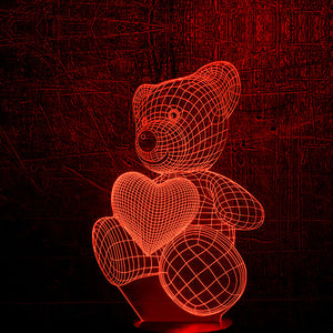 3D Kreatives Liebesbär Nachtlicht