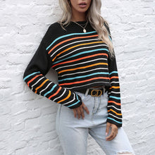 Laden Sie das Bild in den Galerie-Viewer, Mehrfarbig Gestreifter Strickpullover