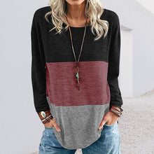 Laden Sie das Bild in den Galerie-Viewer, Kontrastierendes Langärmliges T-Shirt mit Rundhalsausschnitt