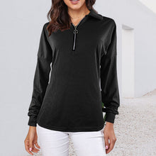 Laden Sie das Bild in den Galerie-Viewer, T-Shirt mit Revers und Reißverschluss