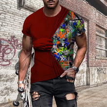 Laden Sie das Bild in den Galerie-Viewer, Herren-T-Shirt mit 3D-Druck und Rundhalsausschnitt