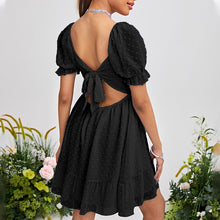 Laden Sie das Bild in den Galerie-Viewer, Einfarbiges Schleifenkleid mit hoher Taille für Damen