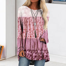 Laden Sie das Bild in den Galerie-Viewer, Bedrucktes T-Shirt mit langärmligem Rundhalsausschnitt