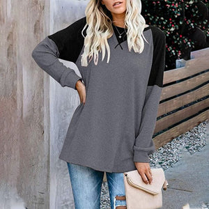 Langarm-T-Shirt mit Rundhalsausschnitt und Farbblock