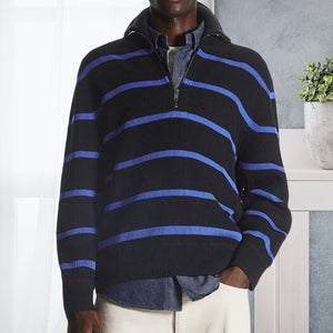 Gestreifter Strickpullover mit Revers