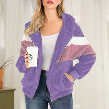 Laden Sie das Bild in den Galerie-Viewer, Plüsch-Sweatshirt in Kontrastfarbe mit Reißverschluss