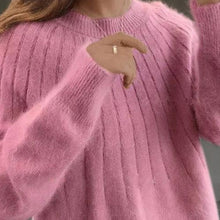 Laden Sie das Bild in den Galerie-Viewer, Einfarbiger Weicher Pullover mit Rundhalsausschnitt