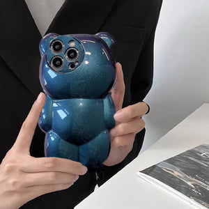 iPhone niedliche 3D-Glitzer-Schutzhülle mit Bärenmuster