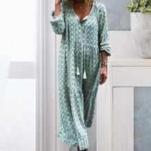 Laden Sie das Bild in den Galerie-Viewer, Elegantes langes Kleid mit V-Ausschnitt